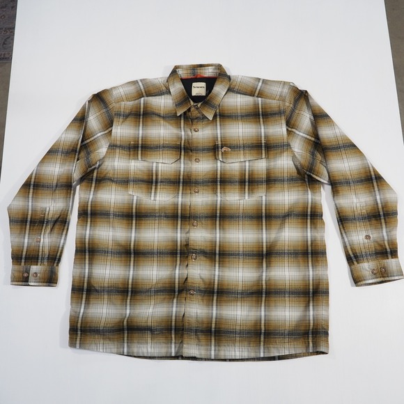 Simms Other - Simms Mens XXL Brown Plaid Waffle Lined Long Sleeve Button Down Fishing Shirt